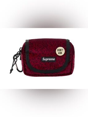 Supreme Velvet Mini Pouch Red Leopard FW25 Woven Box Logo "Don't Ask" NWT